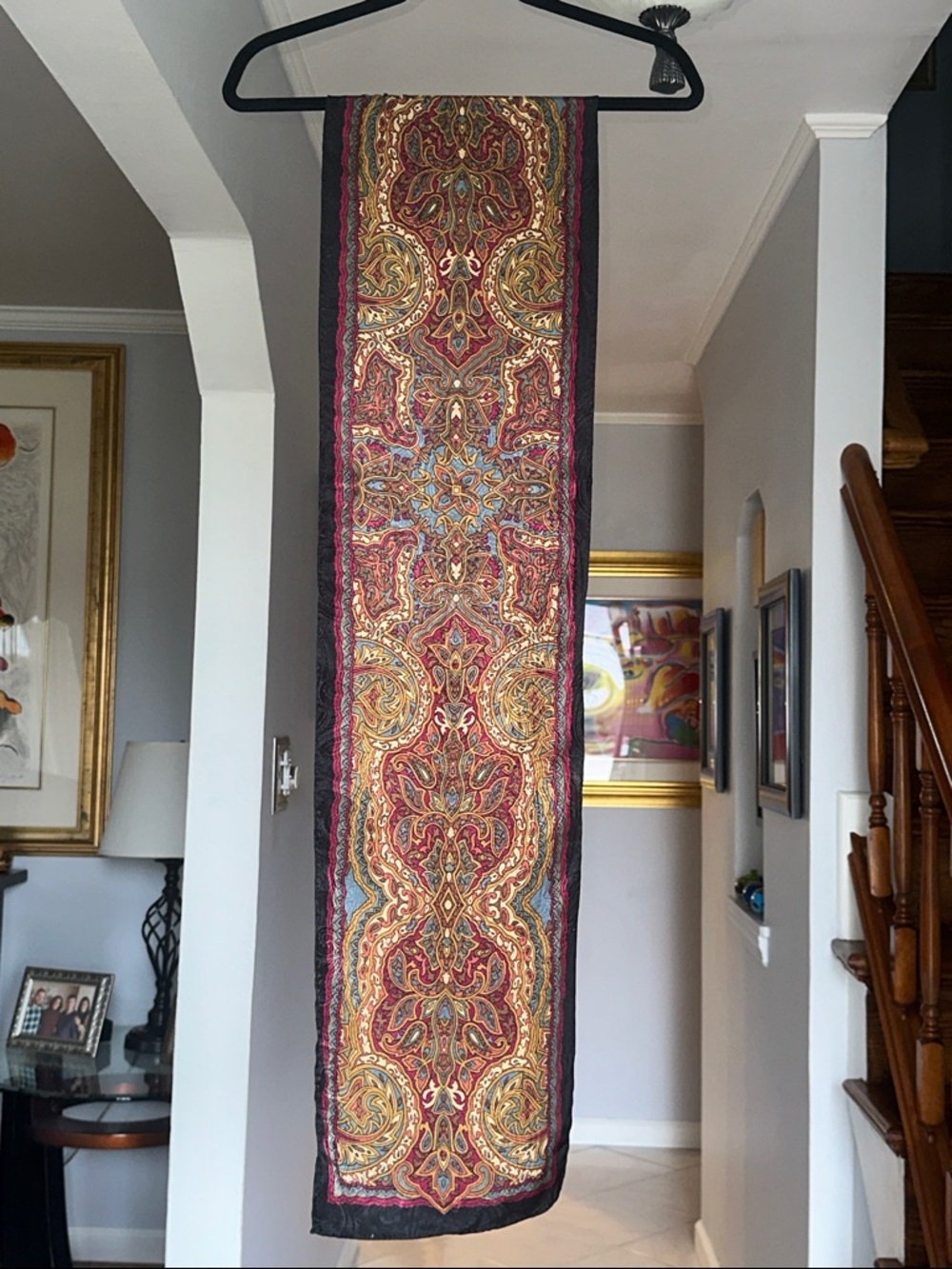🌺 Vintage 90s Paisley Neck Scarf in Red, Black and Gold
